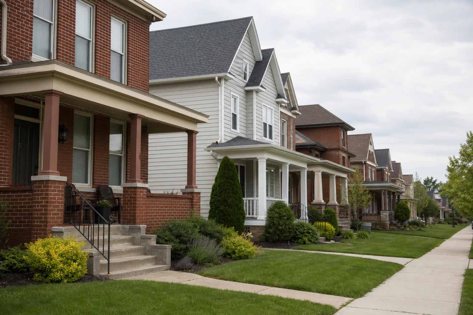 Row of residential homes in York Pennsylvania